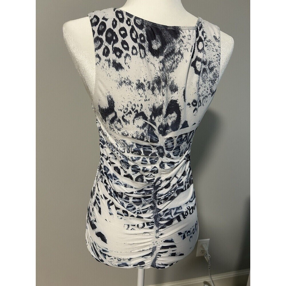LAST TANGO Animal Print Ruched Court Tank M/L with Scoop Neck/High Back - Picture 3 of 5